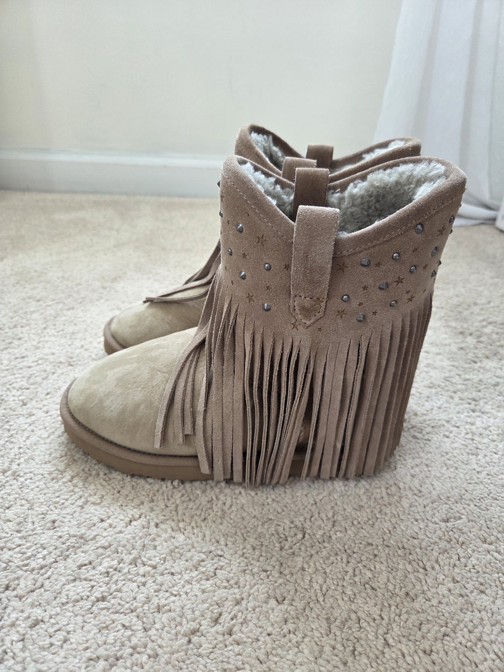 Koolaburra By UGG Haley Fringe Studded Ankle Boots Size 5